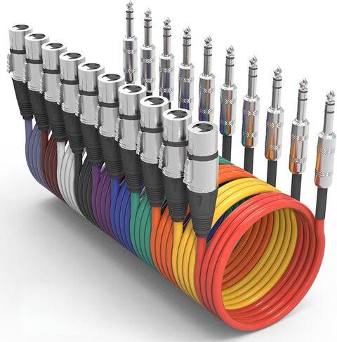Oleitodh 10 حزم XLR أنثى إلى 1/4 بوصة كابل TRS 6FT كابل صوت متوازن | مقابس TRS مقاس 6.35 مم، وأسلاك توصيل متعددة الألوان، وإشارة متوازنة، وضوضاء منخفضة، وميكروفونات، وخلاطات، ومكبرات صوت، ومضخمات جيتار، وأنظمة PA in Kuwait