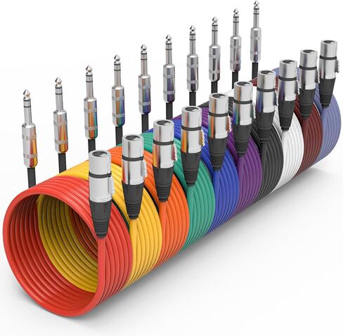 Oleitodh 10 حزم XLR أنثى إلى 1/4 بوصة كابل TRS 6FT كابل صوت متوازن | مقابس TRS مقاس 6.35 مم، وأسلاك توصيل متعددة الألوان، وإشارة متوازنة، وضوضاء منخفضة، وميكروفونات، وخلاطات، ومكبرات صوت، ومضخمات جيتار، وأنظمة PA in Kuwait