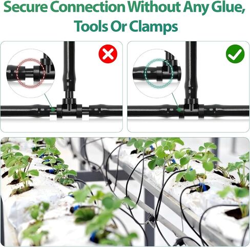 RedChili 110 Pack Drip Irrigation Universal 1/4" Barbed Tee Fitting, Drip System Parts Double Barbed T Connectors Fits 1/4-Inch Drip Tubing Irrigation for Drip Line Connection in Kuwait