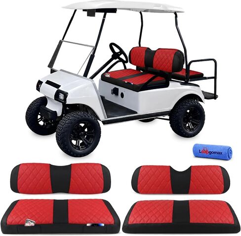 4PCS Golf Cart Seat Covers Front and Rear Set Fits for EZGO TXT/Freedom and EZGO RXV OEM Standard Seat Thick Leather Custom Diamond Comfortable, Anti-Scratch, No Staples Black in Kuwait