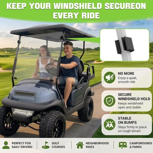 2 مشبك تثبيت للزجاج الأمامي لعربة الجولف لدعامات نادي السيارات EZGO Yamaha مقاس 1 بوصة | المطاط يقاوم التشقق، ويوقف خشخشة الزجاج الأمامي والاهتزاز، وملعب الجولف والقيادة في الحي، مناسب 1 × 1 في أنبوب مربع in Kuwait