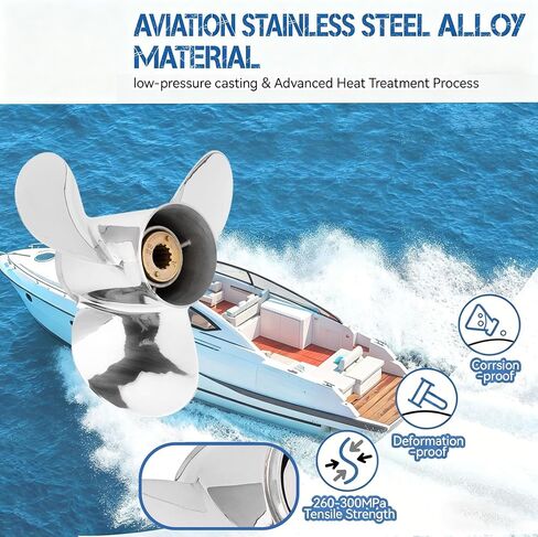 10 3/8X14 OEM Upgrade Stainless Steel Outboard Propeller fit Mercury Motos 30-70HP, Ref.Parts No.48-866850A46,13 Spline Tooth, Rh in Kuwait