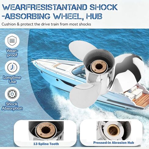10 3/8X14 OEM Upgrade Stainless Steel Outboard Propeller fit Mercury Motos 30-70HP, Ref.Parts No.48-866850A46,13 Spline Tooth, Rh in Kuwait