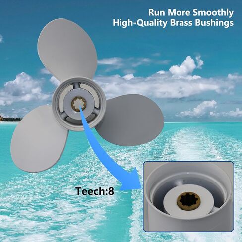 Aluminum Outboard Propeller 9 1/4x10 1/2 Compatible with Yamaha Engines 9.9HP/15HP/F15/F20,3 Blades,8 Tooth,RH,(683-45943-00-0) in Kuwait