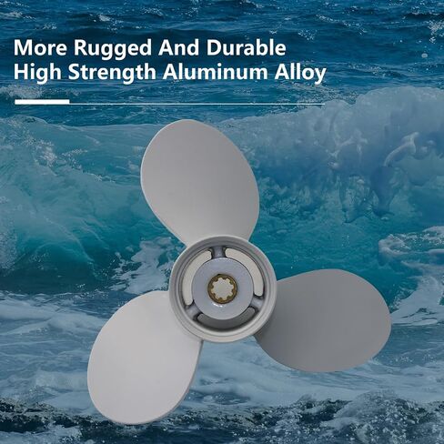Aluminum Outboard Propeller 9 1/4x10 1/2 Compatible with Yamaha Engines 9.9HP/15HP/F15/F20,3 Blades,8 Tooth,RH,(683-45943-00-0) in Kuwait