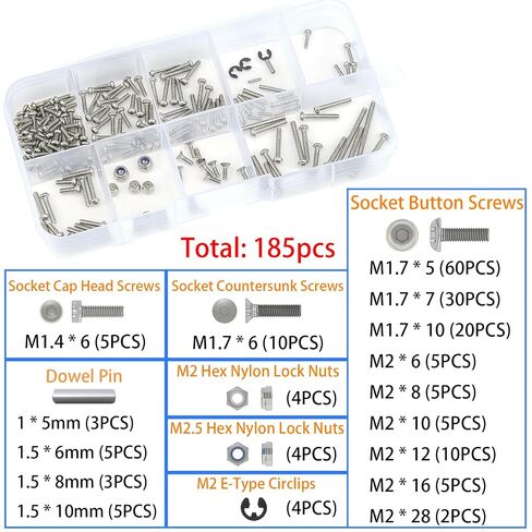 185PCS Stainless Steel Full Car Screws Hardware Set Box M1.7 Socket Screws for HPI Venture18 Upgrade in Kuwait