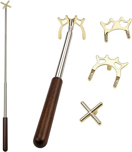 Retractable Pool Bridge Stick with 3 Removable Metal Bridge Heads, Premium Wooden Handle Adjustable Billiards Cue Rest, Portable Snooker Pool Table Accessories for Home, Club & Tournament in Kuwait