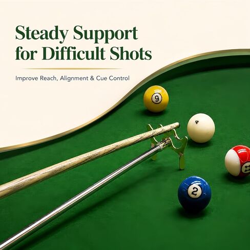Retractable Pool Bridge Stick with 3 Removable Metal Bridge Heads, Premium Wooden Handle Adjustable Billiards Cue Rest, Portable Snooker Pool Table Accessories for Home, Club & Tournament in Kuwait