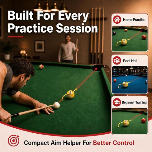 9 Pcs Billiards Training Aids, Pool Cue Shot Aiming Trainer | Practice accessories for standard 2-1/4 inch pool balls, cue shot aiming, billiards drills, beginner and intermediate players in Kuwait