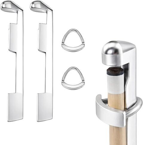 2 Sets Pool Cue Tips Replacement Kit, Stainless Steel Billiard Stick Repair Tool, Easy to Use Clamp Fastener, for Snooker, Professional Billiards Table Accessories in Kuwait