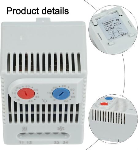 Compact Mechanical for Temperature Controller Thermostat, 0-60°C Control Range, 7K±4K Hysteresis, for DIN Rail Mount (35mm), IP20 Rated, for KTO011/KTS011/ZR011 Series(ZR011) in Kuwait