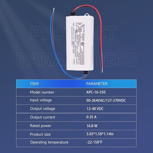 APC-16-350 16 وات 36 فولت 350 مللي أمبير تيار مستمر لتحويل التيار الكهربائي IP42 للديكور الداخلي LED، لافتات إعلانية LED، شرائط إضاءة (12 قطعة) (12) in Kuwait