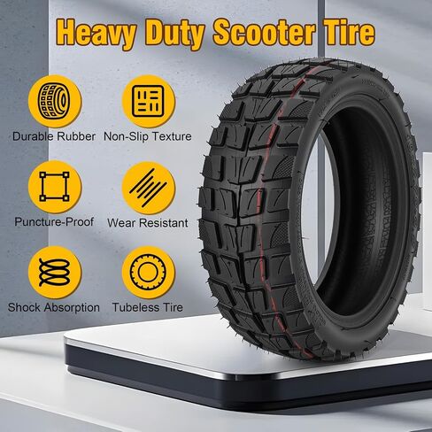 إطار سكوتر 10x2.75-6.5، عجلات مطاطية كهربائية بدون أنابيب مقاس 10 بوصة، مكنسة كهربائية للطرق الوعرة مع صمام، مقاومة للثقب، غير قابلة للانزلاق، استبدال أمامي أو خلفي in Kuwait