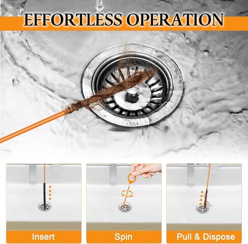 50 Inch Drain Snake Hair Drain Clog Remover for Tub Cleaning, 7PCS | for Cleaning Shower, Bath Tub, Bathroom Drains in Kuwait