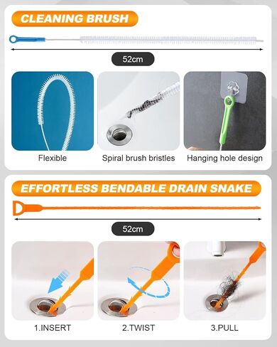 Drain Auger 25Ft, Drain Snake Auger Kit With Drill Adapter, Plumbing Snake Drain Hair Clog Removal Tool Set for Kitchen Bathroom Shower, Storage Bag and Gloves in Kuwait