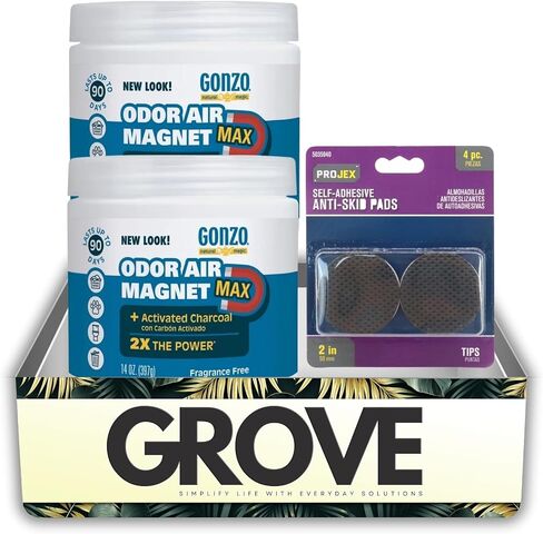 2x Gonzo Natural Magic Fresh Scent Odor Air Magnet 14 oz Gel Bundle with Anti-Skid Pads – Odor Absorber for Rooms, Closets, and Strong Household Odors – Gift Set (3 Items) in Kuwait