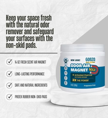 2x Gonzo Natural Magic Fresh Scent Odor Air Magnet 14 oz Gel Bundle with Anti-Skid Pads – Odor Absorber for Rooms, Closets, and Strong Household Odors – Gift Set (3 Items) in Kuwait