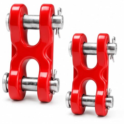 2 Pack 1/4-5/16 Inch Chain Repair Links for 8# Chain, G70 Twin Clevis Link with 4630 LBS Working Load Limit, Double Clevis Link for Trucks, Trailers, Warehouses, Seaports (Red, 5/16 Inch) in Kuwait