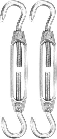 M METERXITY 2-Pack Turnbuckle Hook and Hook, M4 Stainless Steel Heavy Turnbuckles Wire Rope Tension for Cables Wire/Shade Sail Hardware/Garden Trellis, Adjustable Tension in Kuwait