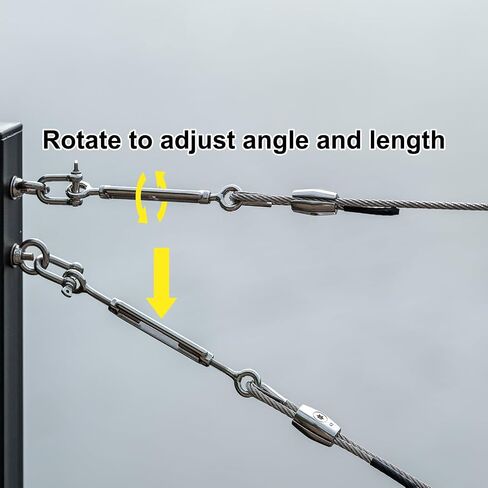 M METERXITY 2-Pack Turnbuckle Hook and Hook, M4 Stainless Steel Heavy Turnbuckles Wire Rope Tension for Cables Wire/Shade Sail Hardware/Garden Trellis, Adjustable Tension in Kuwait
