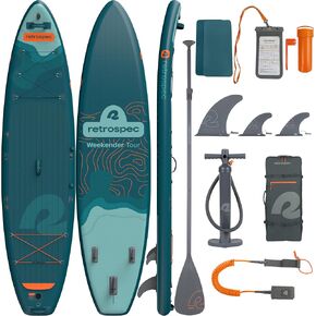 Retrospec Weekender Tour 11'6 Inflatable Paddle Board - Lightweight Touring SUP with Paddle, Pump & Accessories - Stable, Puncture-Resistant Design with No-Slip Deck & Storage Bungees in Kuwait