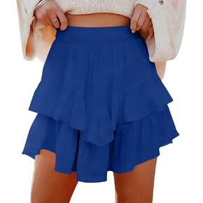 Flowy Skirt for Women Plus Size Casual Ruffle Tiered High Elastic Waisted Mini Skirts Summer Bohemian Beach Clothes in Kuwait