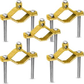 OHLECTRIC 5 Pack - Heavy Duty Non-Direct Burial Copper Ground Clamp for 1-1/4" - 2" Pipe Range | High Conductivity Ground Pipe Clamp | Supports 2-10" Wire Range in Kuwait