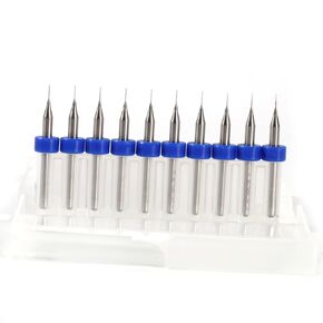 EVGATSAUTO 10pcs Tungsten Steel PCB Drill Bits, Twisted Flute Micro Drill Bits for CNC Mold Sculpture, with Easy Grip Storage (0.2mm) in Kuwait
