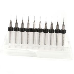 EVGATSAUTO 10pcs Tungsten Steel PCB Drill Bits, Twisted Flute Micro Drill Bits for CNC Mold Sculpture, with Easy Grip Storage (0.3mm) in Kuwait