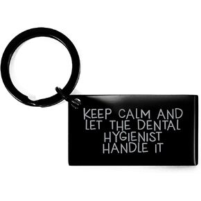 Dental Hygienist Gifts, Keep Calm And Let The Dental Hygienist Handle It, Black Keychain, Christmas Unique in Kuwait