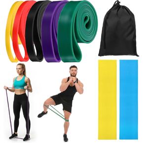 8pcs Pull Up Assistance Bands Set 5pcs Resistance Bands & 2pcs Thin Pull Up Band & Cloth Bag Gym Exercise Workout Band for Men Working Out Stretching Physical Therapy Muscle Training Shape Body in Kuwait