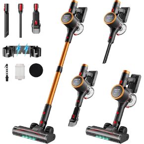 Cordless Vacuum Cleaner,450W/30000pa Self-standing Stick Vacuum Cleaners for Home,60Mins Stick Vacuum with LED Indicator,Multi-Accessory Lightweight Vacuum for Hard Floors Carpet/Carpet/Pet Hair in Kuwait