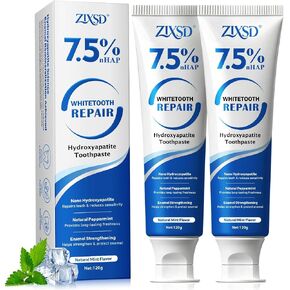 Nano Hydroxyapatite Toothpaste - 2 Pack, Nano Hydroxyapatite Whitening Toothpaste for Enamel Repair, Fluoride-Freem Whitening Nano Toothpaste for Sensitive Teeth, Natural and Safe, Natural Mint-8.46Oz in Saudi Arabia