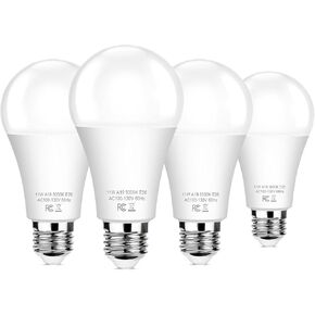 Brightever 4-Pack Dusk to Dawn LED Light Bulbs, A19 11W(100Watt Equivalent), E26 Basic Automatic On/Off, 1200LM, Daylight White 5000K Smart Sensor Lights, Outdoor for Porch Garage Yard Patio Garden in Saudi Arabia
