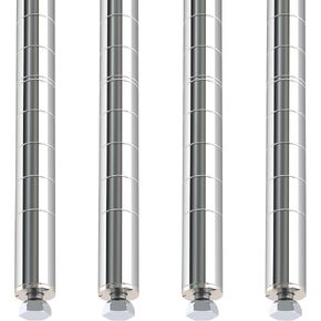 أعمدة رفوف سلكية ثابتة من Metro Super Erecta SiteSelect 74P - قطر 1 بوصة × ارتفاع 74-1/2 بوصة - أعمدة رفوف فولاذية مطلية بالكروم مع مسمار تسوية قابل للتعديل - حزمة من 4 in Kuwait