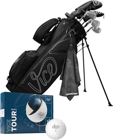 مجموعة حزمة Boost Complete Starter Club للرجال من Vice Golf، مع حقيبة حامل وأغطية رأس وكرات جولة | مجموعة مناشف الجولف من سلسلة Signature in Kuwait
