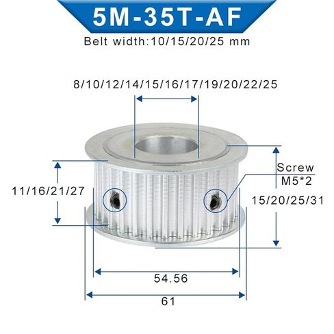 35T 5M Toothed Shape Inner Bore 8-/25Mm Alloy Pulley Circular Tooth Belt 25mm 1Pcs(22x6x2.8 mm) in Kuwait