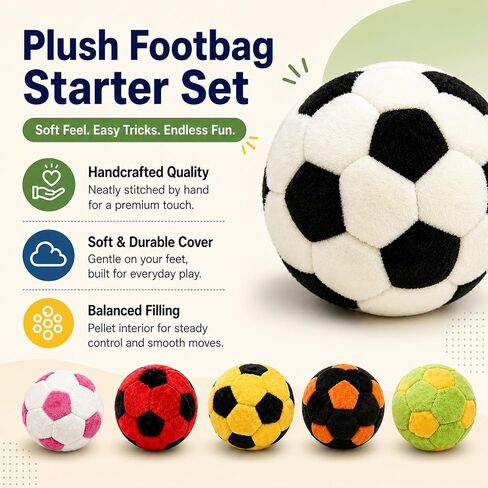 3 Sets of Hand‑Knitted Hacky Kick Sack Balls – Soft and Heavy Knitted Balls, Suitable for Outdoor Playing, Juggling and Coordination Training – Durable, for Adults or Beginners. in Kuwait