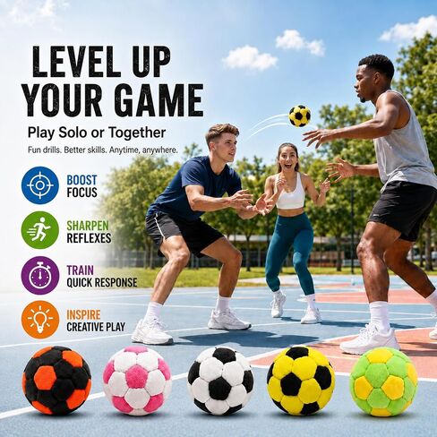 3 Sets of Hand‑Knitted Hacky Kick Sack Balls – Soft and Heavy Knitted Balls, Suitable for Outdoor Playing, Juggling and Coordination Training – Durable, for Adults or Beginners. in Kuwait