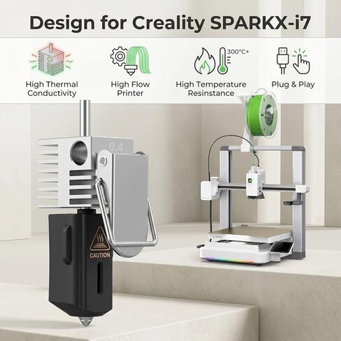 Replacement Integrated Hotend for Creality SPARKX-i7: 2 Pack 0.4mm All-Metal Quick Swap Nozzle Print Head Parts with Silicone Sock for 300℃ High-Speed 3D Printing in Kuwait