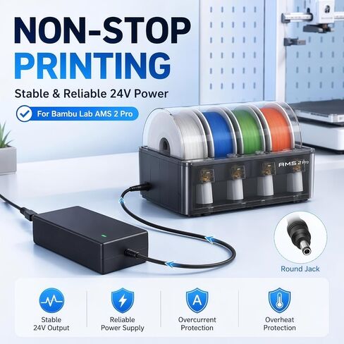محول طاقة 24 فولت 4 أمبير لنظام المواد الأوتوماتيكي Bambu Lab AMS 2 Pro، شاحن AMS 2 Pro متوافق مع Honor ADS-96HLA-19-1 24096E، سلك إمداد طاقة بديل in Kuwait