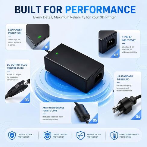 محول طاقة 24 فولت 4 أمبير لنظام المواد الأوتوماتيكي Bambu Lab AMS 2 Pro، شاحن AMS 2 Pro متوافق مع Honor ADS-96HLA-19-1 24096E، سلك إمداد طاقة بديل in Kuwait