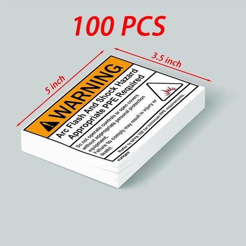100 pack 5 * 3.5 inch WARNING Arc Flash and Shock Hazard Appropriate PPE Required,High Performance Vinyl Lable for electrical panel labels Safety Signs for the Workplace(orange warning label) in Kuwait