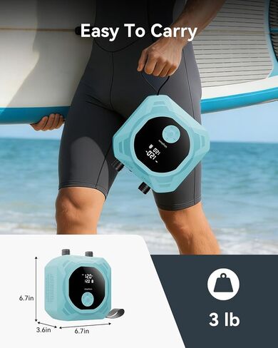 Paddle Board Pump Electric Portable, SUP Pump for Paddleboard, 50PSI Air Compressor with Auto-Off for Stand Up Paddle Boards, Surfing Kite, Tent, Boat, Car Tires in Kuwait
