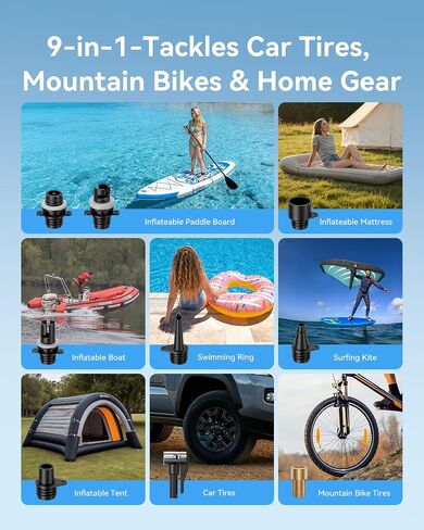 Paddle Board Pump Electric Portable, SUP Pump for Paddleboard, 50PSI Air Compressor with Auto-Off for Stand Up Paddle Boards, Surfing Kite, Tent, Boat, Car Tires in Kuwait