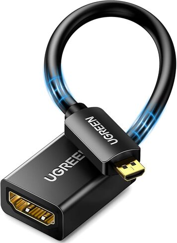 UGREEN Micro HDMI to HDMI Adapter, Male to Female Cable HDMI 2.0 4K@60Hz HDR 3D Dolby 18Gbps High Speed Compatible with Raspberry Pi 5/Pi 4//Pi 500 GoPro Hero 7 6/Retroid Pocket 3+, 0.6FT in Kuwait