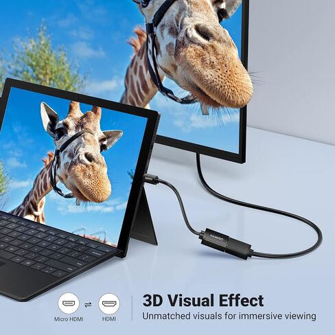 UGREEN Micro HDMI to HDMI Adapter, Male to Female Cable HDMI 2.0 4K@60Hz HDR 3D Dolby 18Gbps High Speed Compatible with Raspberry Pi 5/Pi 4//Pi 500 GoPro Hero 7 6/Retroid Pocket 3+, 0.6FT in Kuwait