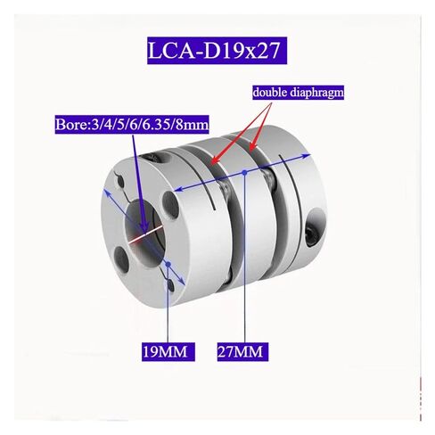 1 قطعة CLCA-D19x27 سبائك الألومنيوم المرنة اقتران الحجاب الحاجز المزدوج لـ: اتصال محرك سيرفو المسمار السائر 19 مللي متر * 27 مللي متر القطر: 4 ~ 8 مللي متر (33 مللي متر) in Kuwait