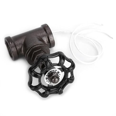 مصباح طاولة بصمام حديد Steampunk عتيق مقاس 1/2 بوصة مع سلك أبيض، مفتاح صمام إيقاف ريترو لإضاءة السباكة، سعة 3 أمبير 120 فولت/5 أمبير 12 فولت، تصميم بسيط من المعدن الثقيل لـ in Kuwait