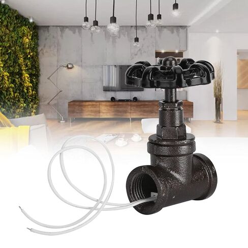 مصباح طاولة بصمام حديد Steampunk عتيق مقاس 1/2 بوصة مع سلك أبيض، مفتاح صمام إيقاف ريترو لإضاءة السباكة، سعة 3 أمبير 120 فولت/5 أمبير 12 فولت، تصميم بسيط من المعدن الثقيل لـ in Kuwait